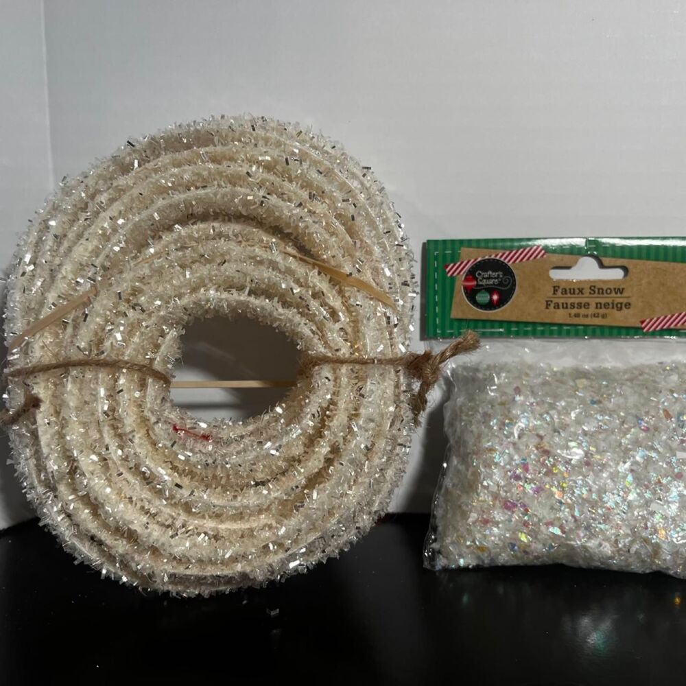 Christmas Craft Supplies White Shimmer Iridescent Tinsel Trim & Faux Snow Bag
